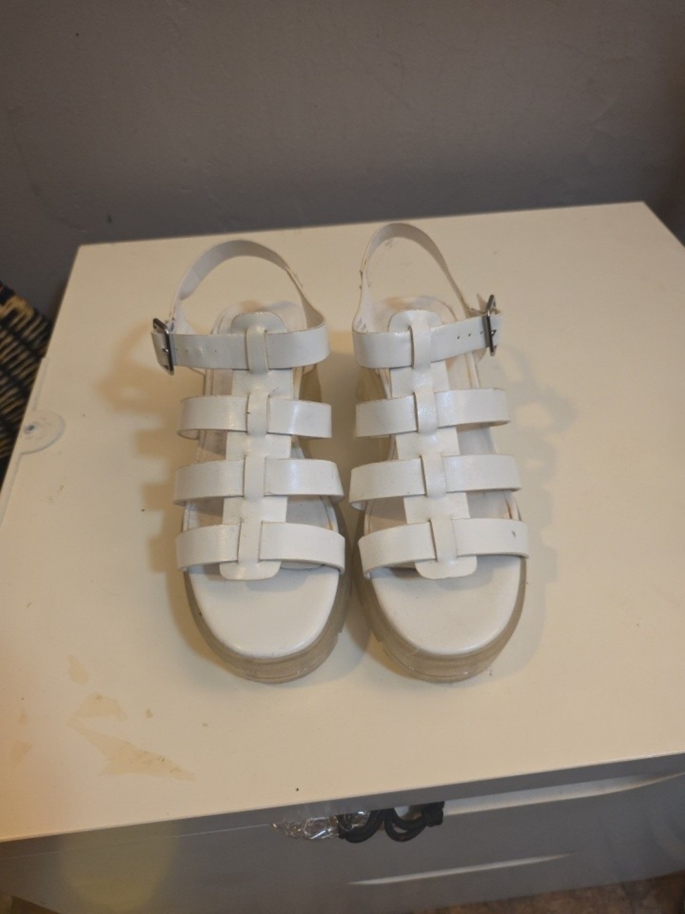 Forever 21 White Multi-Strap Platform Sandals
